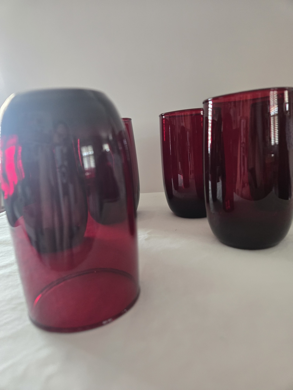 Vintage Anchor Hocking Roly Poly Ruby Red Stemless Tumblers - Set of 6 - Picture 5 of 7